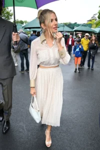 Sienna Miller serves Wimbledon elegance in Prada crop top and skirt set