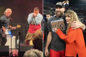 VIDEO: Travis Kelce Says ‘THIS ONE’S FOR TAYLOR’ As He Takes Home Karaoke Award After Belting Out Whitesnake