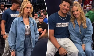 Brittany Mahomes Stuns in $1,850 Crystal Crop Top Paired with Denim Tracksuit for Basketball Date with Husband Patrick