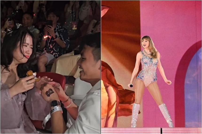 Vietnamese lovebirds engaged at Taylor Swift show.