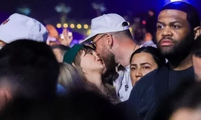 Coachella kiss; Travis Kelce can't get his hands off Taylor Swift....Watch fans clap and shout joyfully asking the lovers to kiss while Trav and Tay lock lips passionately leaving fans in frenzy...Kelce move is magical