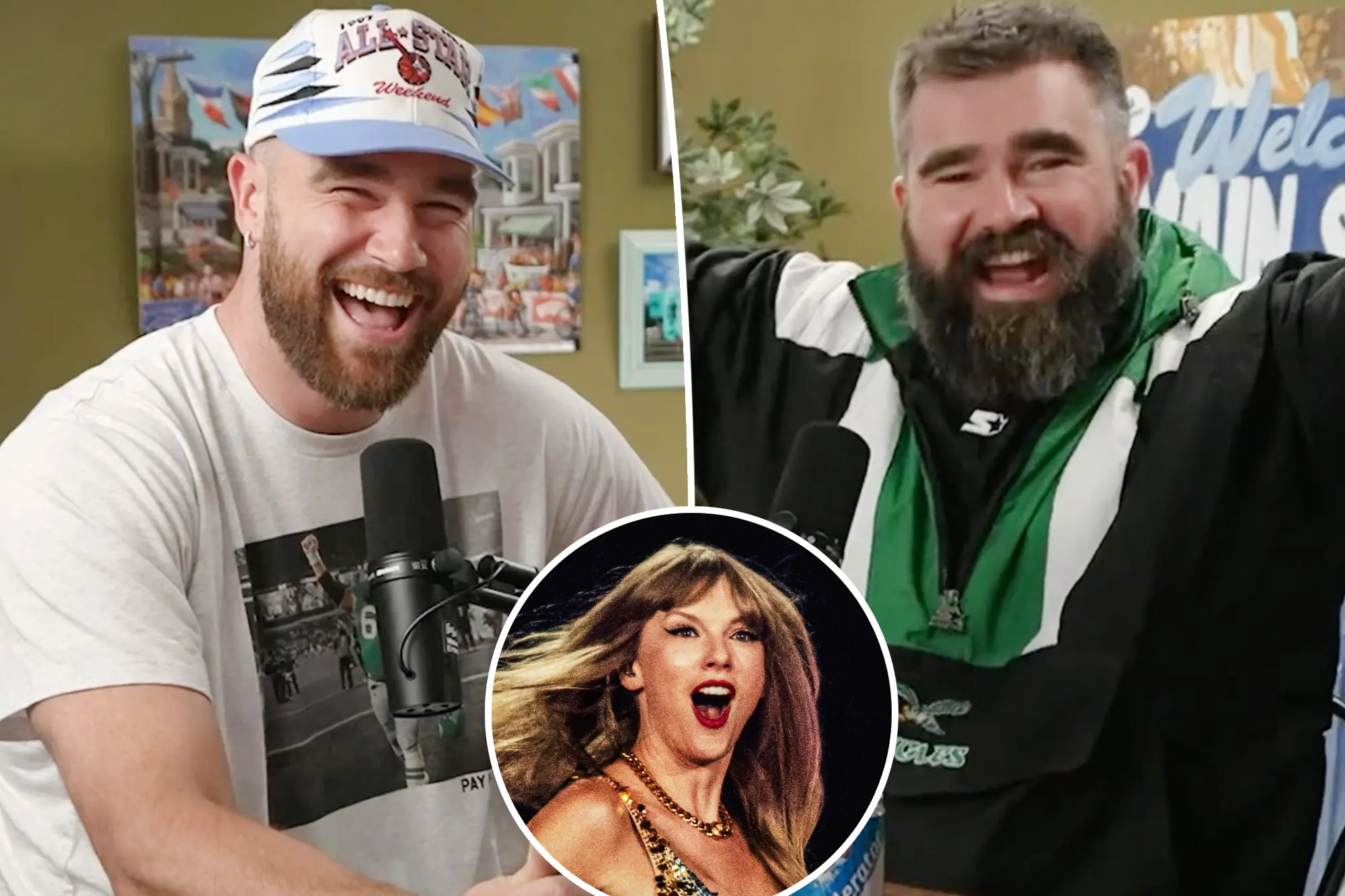 Jason and Travis Kelce thank Taylor Swift's fans after podcast wins award