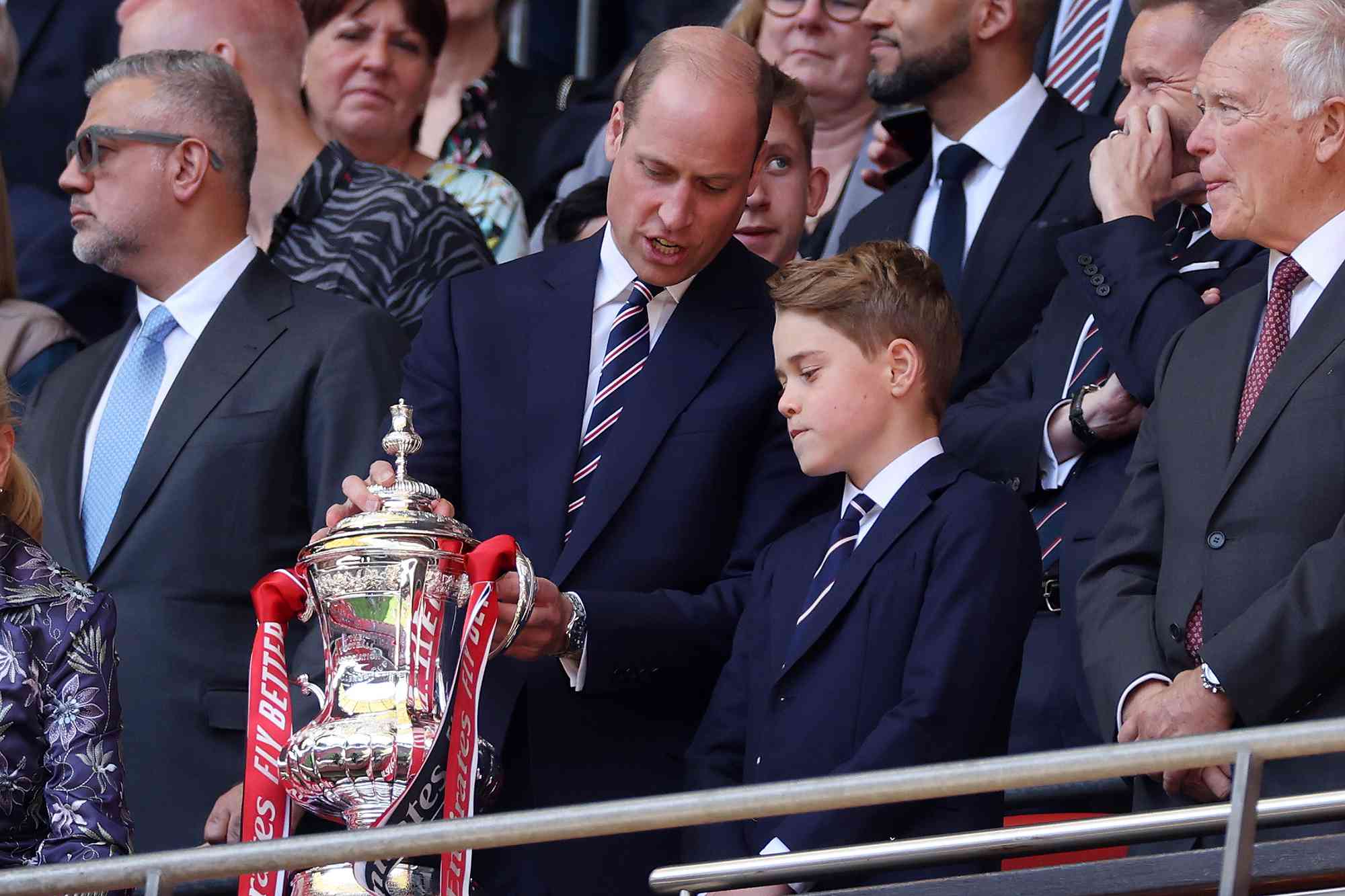 The Prince of Wales, who is president of the Football Association, and his son Prince George saw Manchester City and Manchester United at Wembley Stadium face-off in the FA Cup final After Canceling Royal Duties