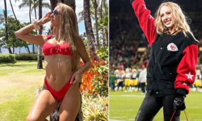 "Brittany Mahomes Dazzles in Red Swimsuit, Radiating Excitement as Patrick Mahomes' Wife Anticipates the 'Launch'