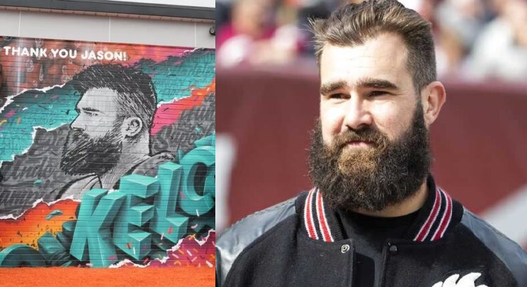 Jason Kelce Honored with a Mural Outside Dunkin’ After he signs deal with ESPN for a role on Monday Night Countdown