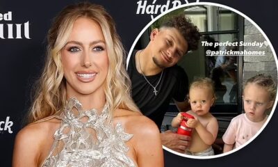 Brittany Mahomes and NFL star husband Patrick Mahomes share their 'perfect Sunday' with daughter Sterling, three, and son Bronze, one, as they enjoy donuts and cartoons