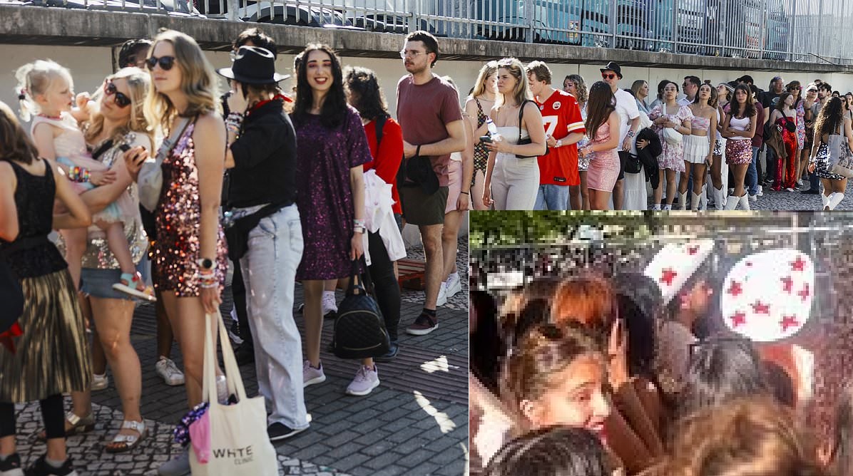 Taylor Swift's Eras Tour show in Lisbon descends into chaos as furious fans tear down a fence after learning the show had been delayed by an hour