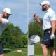 Jason Kelce smashes a tee shot as he makes the most of retired life with round of golf in the sun... as fans say he's looking 'fit' amid weight loss journey