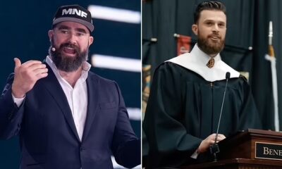 Jason Kelce DEFENDS Harrison Butker over controversial 'homemaker' speech as he claims not enough people talk about importance of family