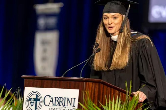 Kylie Kelce Gives Commencement Address at Alma Mater Cabrini University's Final Graduation Ceremony