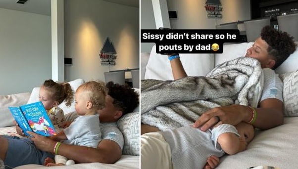 Patrick Mahomes Cuddles Up with Daughter Sterling and Son Bronze as He Reads Them a Bedtime Story: ‘The Best’