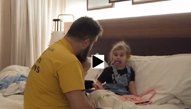 Jason Kelce is the best dad and most loving husband a wife and any child could ever ask for….Captivating moment Jason read his daughters bed time story till they all fall asleep and Elliotte could be heard telling “I Love you Dad” [WATCH]