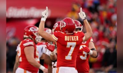 Harrison Butker's red Nike No. 7 jersey worth $129.99 is the "most popular" for Chiefs players on the NFL's online shop, ahead of popular teammates star quarterback Patrick Mahomes and tight end Travis Kelce.