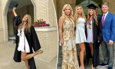 Kansas City Chiefs heiress Ava Hunt, 18, wows in a white mini dress as she graduates from high school - before jetting off to D.C. to join Super Bowl winners at the White House alongside billionaire dad Clark