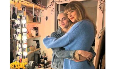 Taylor Swift with Cara Delevingne on the backstage of 'Cabaret' musical in London