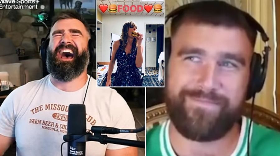 Taylor Swift made appearance on new heights recent episode as she Playfully GRABS Travis Kelce’s Attention Again in the Room while Watching her Boyfriend Travis Kelce record latest episode of New Heights Podcast with his Brother Jason Kelce – “Taylor, let your man concentrate.