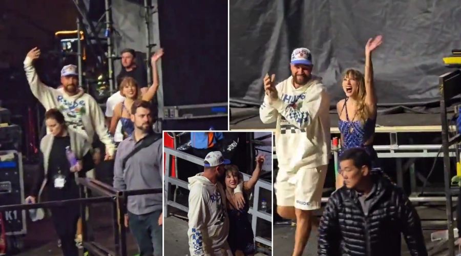 THIS IS TRUE LOVE!- Travis Kelce has been spotted at the eras Tour in Amsterdam Supporting his girlfriend Taylor Swift: Watch clip as they were seen leaving together holding hands and embracing each other, and Travis giving her a SWEET kiss