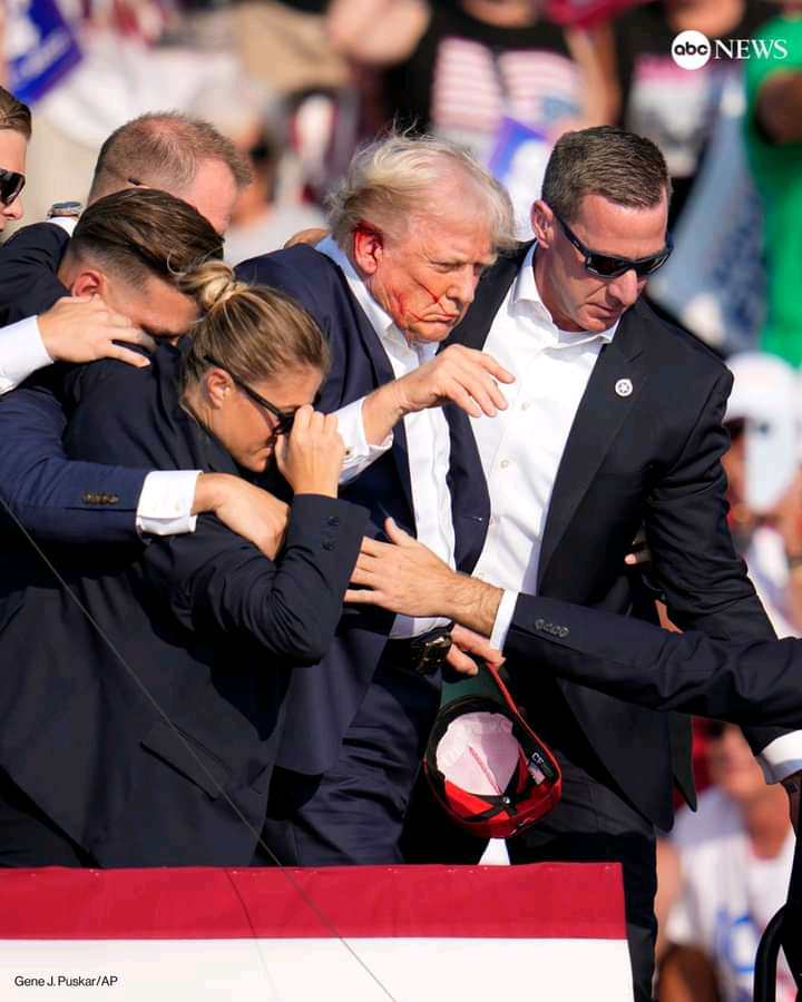 Former President Donald Trump was swarmed by Secret Service agents and rushed off stage as possible shots were heard during a rally in Butler, Pennsylvania, on Saturday.