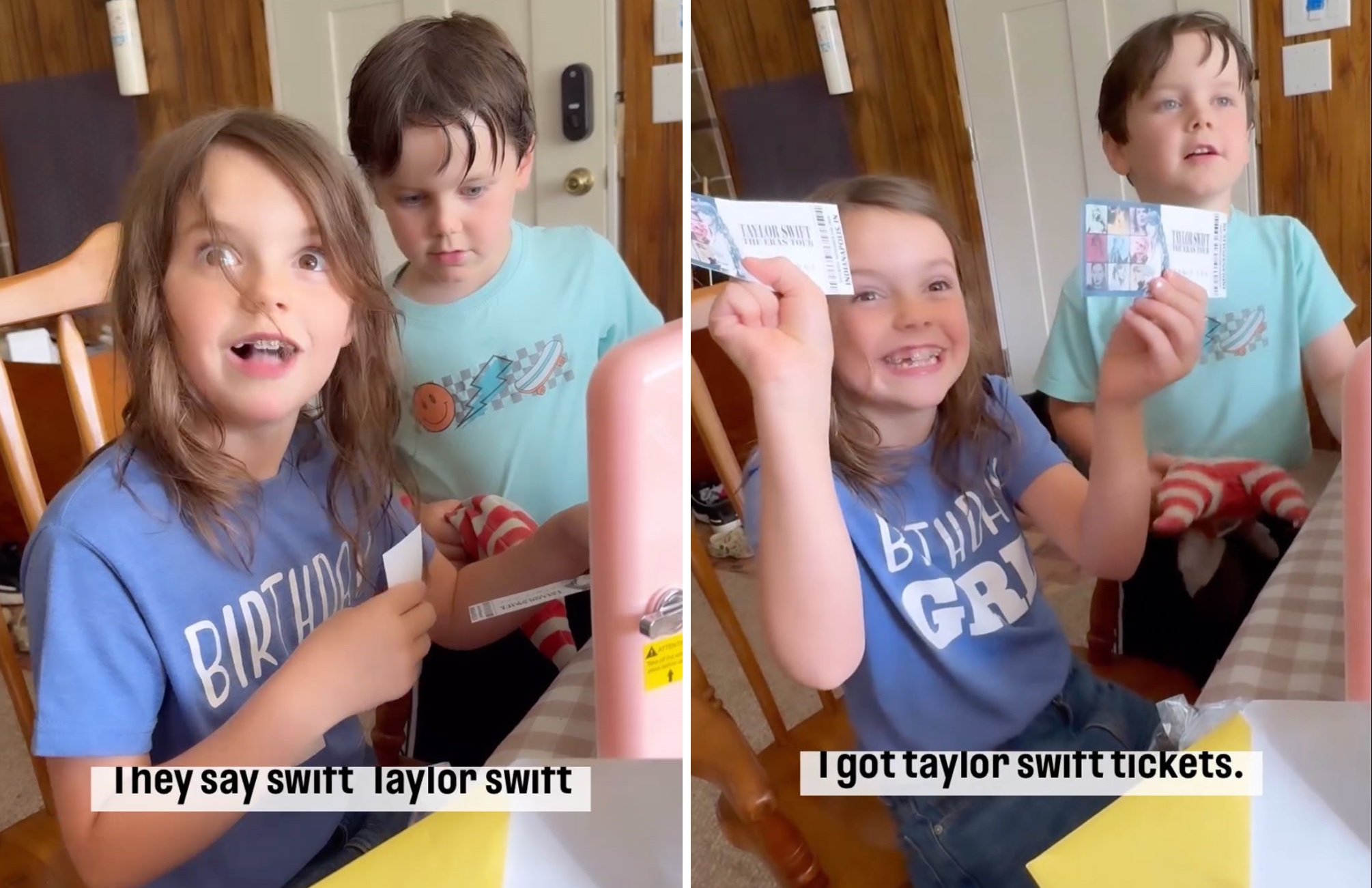 Ali Fedotowsky-Molly Manno's Daughter, 8,sporting a T-shirt that read "Birthday Girl" Adorably Reacts to Getting Taylor Swift Tickets for Her Birthday...So cute